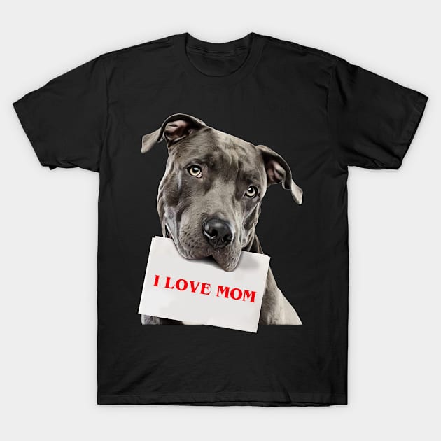 Pitbull - I love mom T-Shirt by designathome